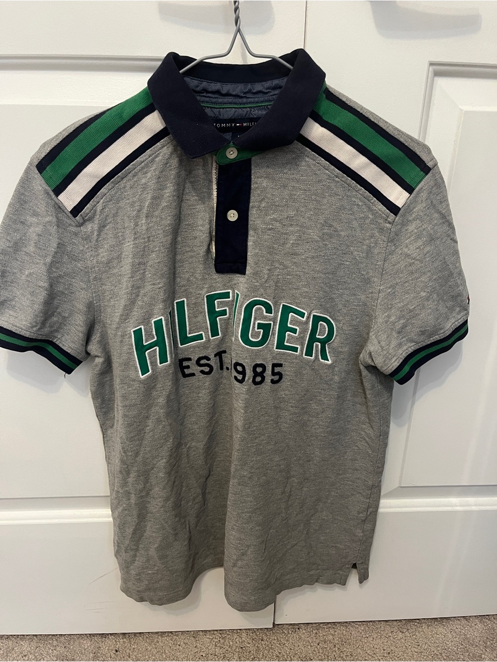Tommy Hilfiger Gray Polo with Green and Navy Trim